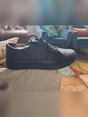 Gucci Designer Black Sneakers With Box And  Tags Brand New Size 7.5 Men